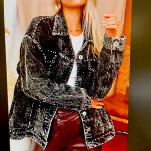 Black studded corduroy jacket sz large